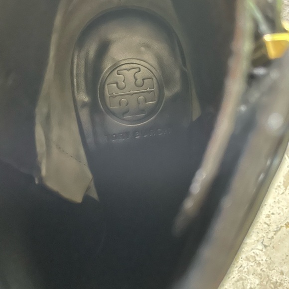 Tory Burch Bristol Black Leather Bootie Gold Logo 8 1/2 - Picture 10 of 14